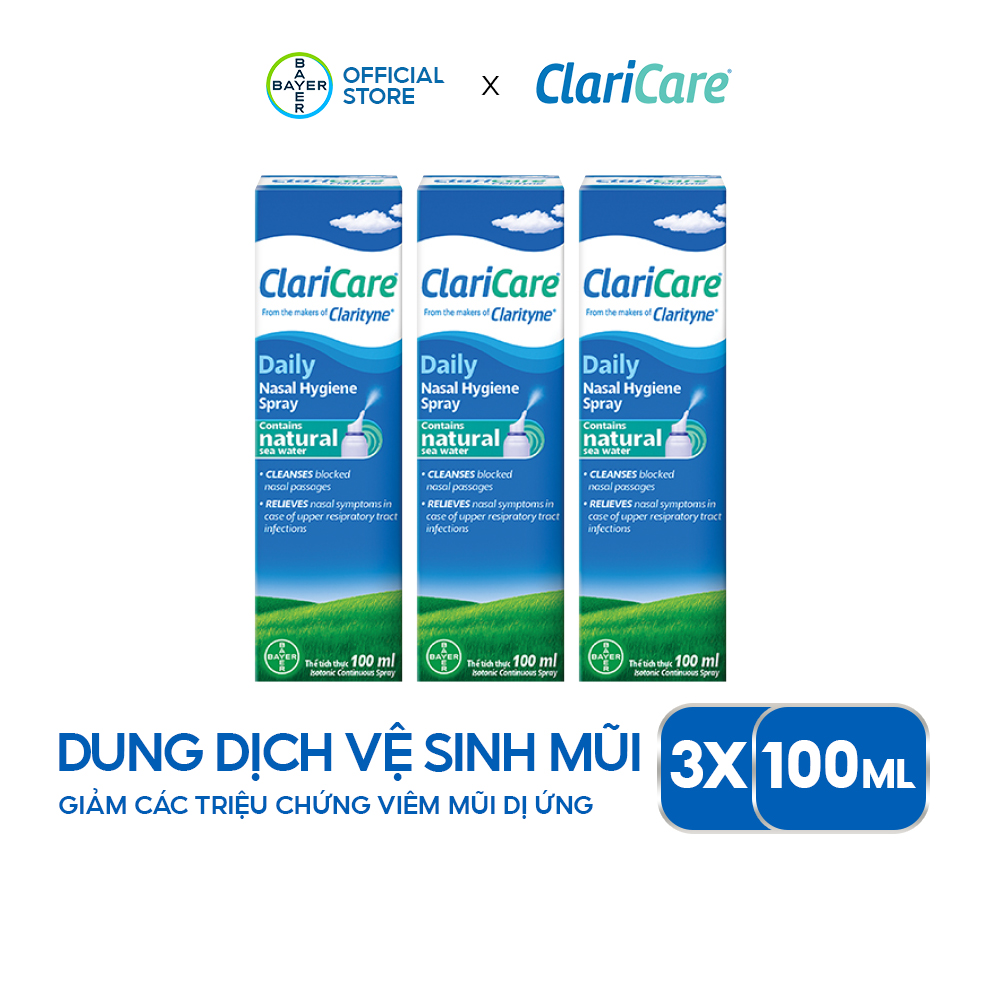 Bộ 3 Dung Dịch Xịt Vệ Sinh Mũi Claricare 100ml