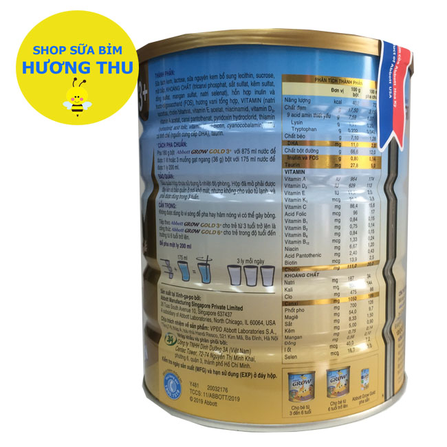 Sữa bột Abbott Grow Gold 3+ lon 900g (dành cho bé 3 - 6 tuổi)
