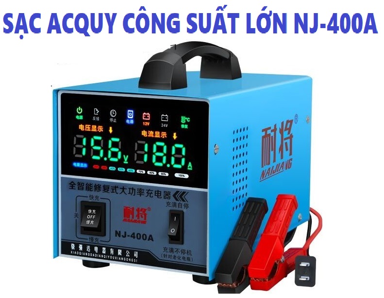 Máy sạc ắc quy tự động nj 400a-12v-24v- sạc công suất lớn 4ah-400ah 12v-24v khử sunfat công suất lớn