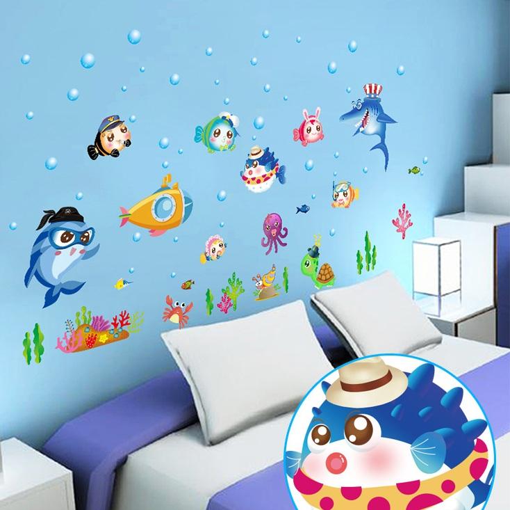Decal dán tường Cá biển sắc màu- T20-kiddecals