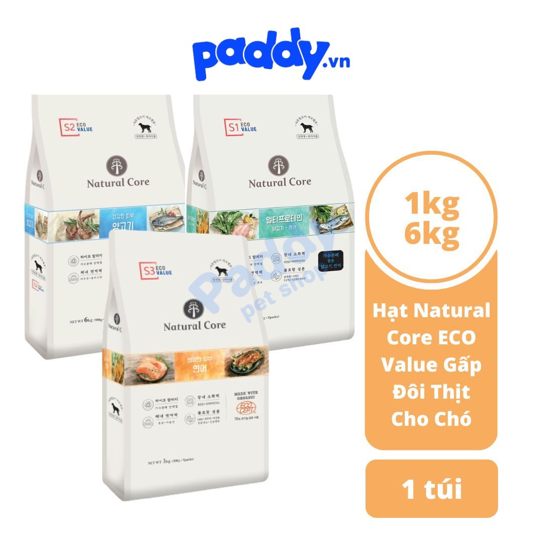 Hạt Cho Chó Mọi Lứa Tuổi Hữu Cơ Natural Core ECO Value Gấp Đôi Thịt