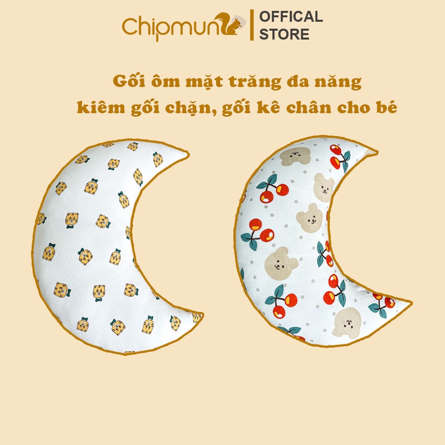 Gối ôm mặt trăng đa năng xô muslin CHIPMUNK dành cho bé 0-5 tuổi