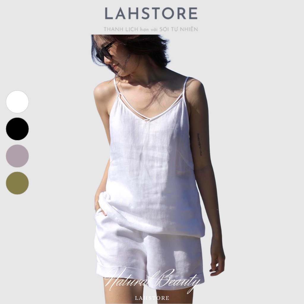Áo 2 dây nữ SLINEN linen tưng cao cấp mềm mát thiết kế basic (Trắng)