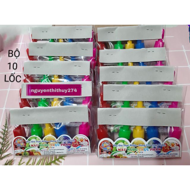 Bộ 10 lốc màu thực phẩm nguyên liệu làm slime