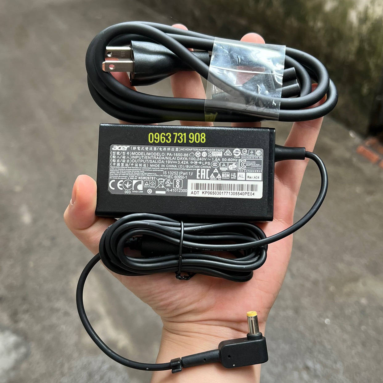 Sạc laptop acer 19v – 3.42a 65w– hàng bóc máy chính hãng