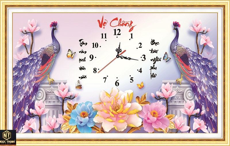 Tranh đính đá đồng hồ Vợ Chồng VS062 KT:80X45cm