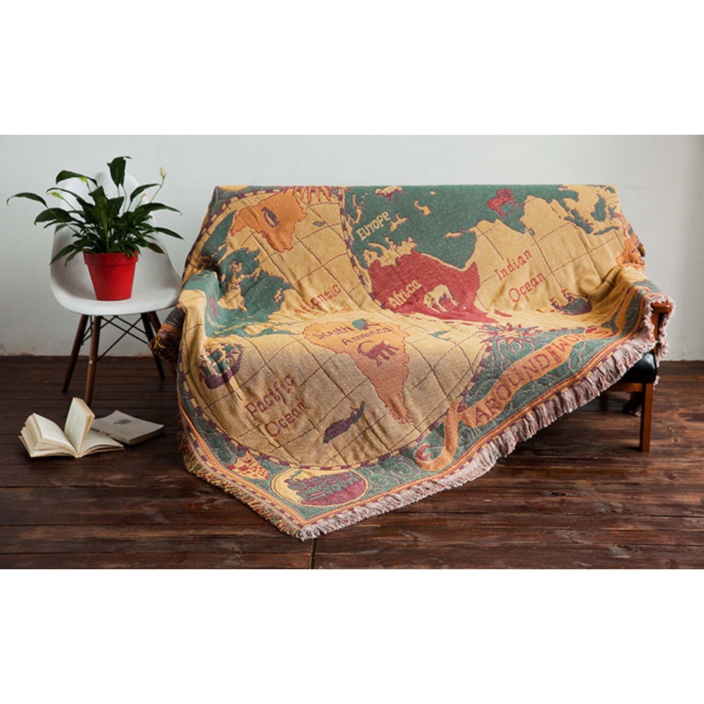 [Siêu Sale]Thảm Thổ Cẩm Vintage Trải Sàn, Phủ Sofa 2 Mặt Ấn Độ 230 X 180Cm