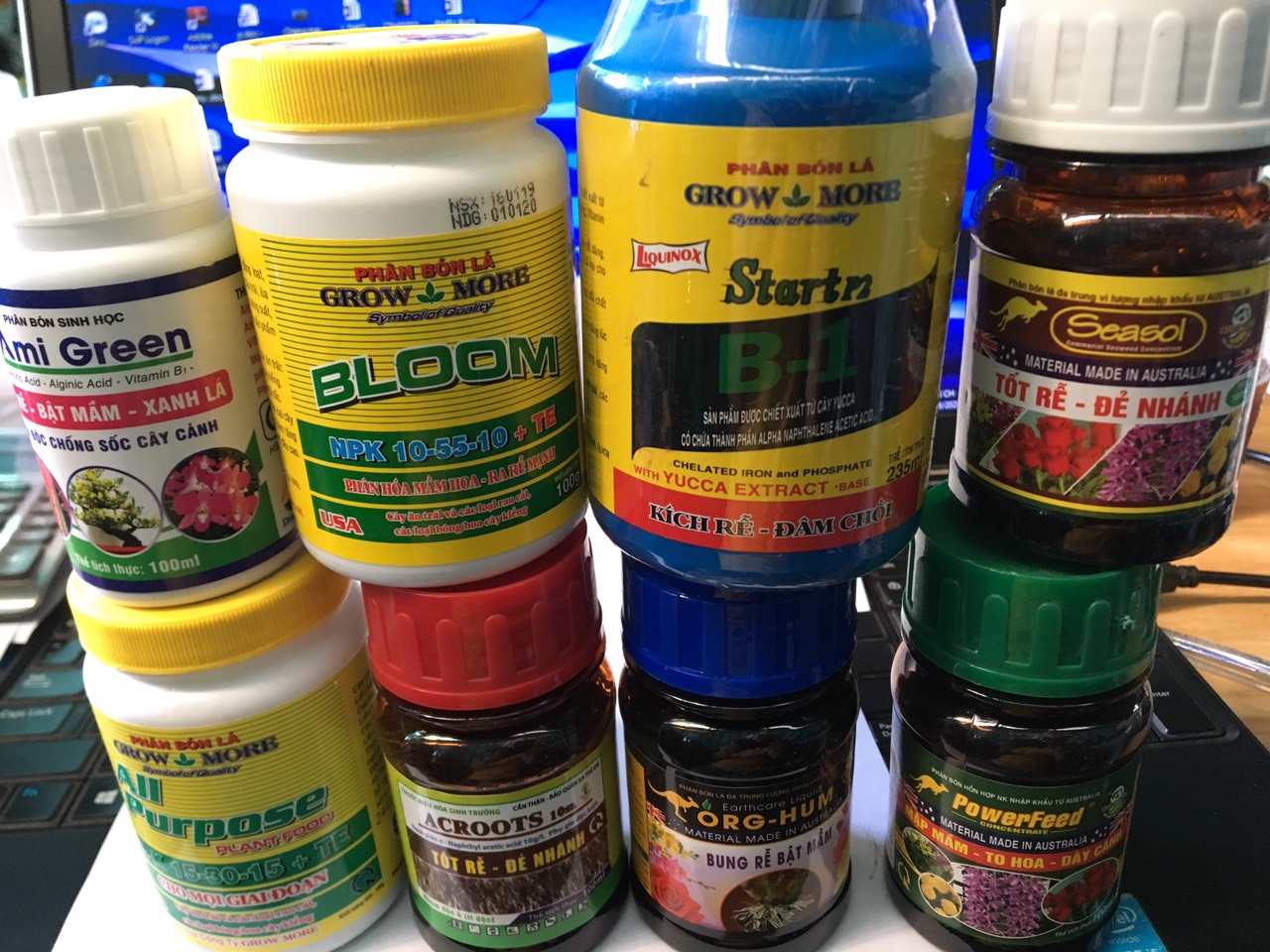 COMBO 08 lọ phân bón chăm sóc hoa lan