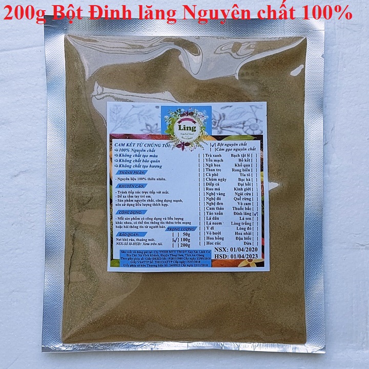 Bột Đinh lăng 100g-200g có giấy VSATTP và ĐKKD nguyên chất thiên nhiên 100% dùng để đắp mặt đa công dụng
