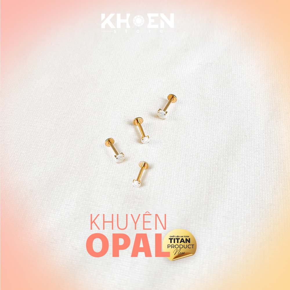 (1 Chiếc) Khuyên tai Đá Opal Trắng Titan - Khoen store