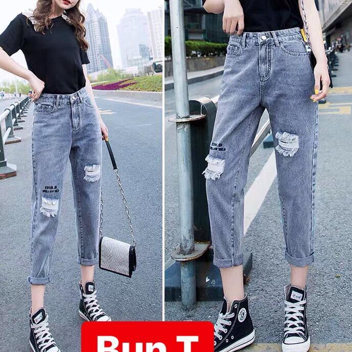 QUẦN BAGGY JEAN NỮ CHẤT BÒ XANH WASH IN CHỮ LƯNG CAO NÂNG MÔNG NHẬT BẢN FUSI T&T-3051 - TRANGBUN FASHION