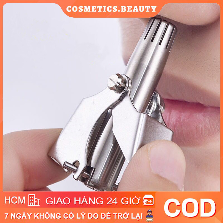 Dụng Cụ Cắt Tỉa Lông Mũi Cầm Tay Bằng Thép Không Gỉ Kèm Cọ Vệ Sinh Siêu Sạch cho Nam Nữ , Máy tỉa lông mũi du lịch an toàn tiện lợi