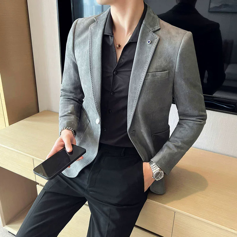Áo khoác vest thời trang mới Áo khoác blazer sang trọng thanh lịch nhung mỏng vừa vặn cho Nam Bộ đồ cưới ngoại cỡ 4xl-s