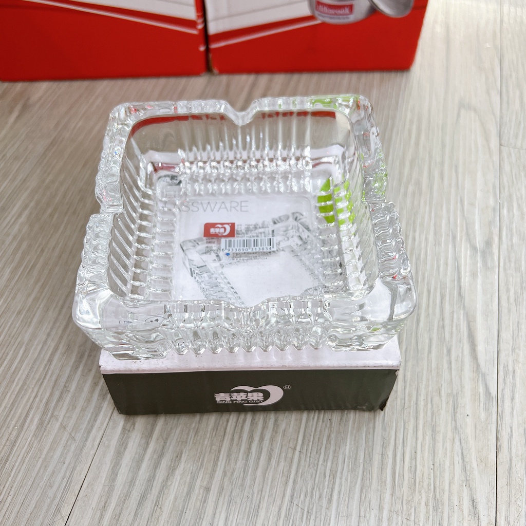 Gạt tàn thuốc lá thủy tinh deli glassware - gạt tàn vuông bằng thủy tinh dày, bền đẹp