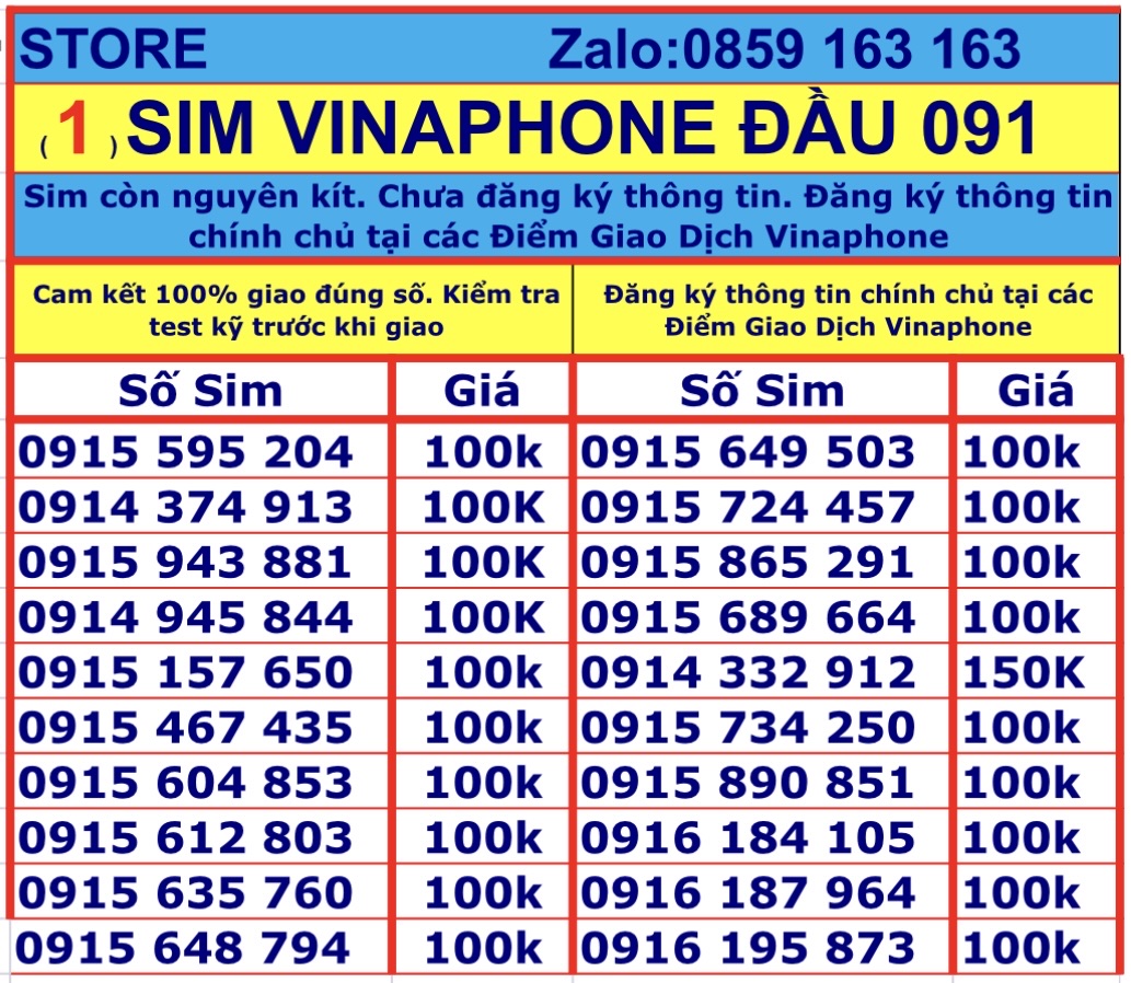 Sim vinaphone số đẹp đầu số 091 - sim vina trả trước (1)