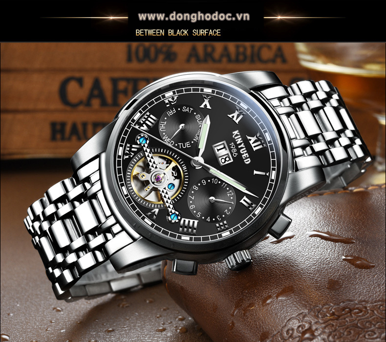 Đồng hồ Cơ Nam KINYUED - Dây Thép Đúc Đặt - Máy Automatic cao cấp