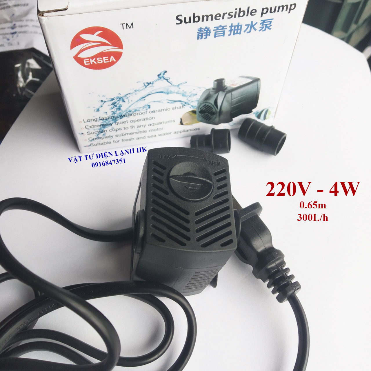 Bơm nước chìm mini 4W - 220V quạt điều hoà phun sương hơi nước - bể cá thủy cảnh - hòn non bộ