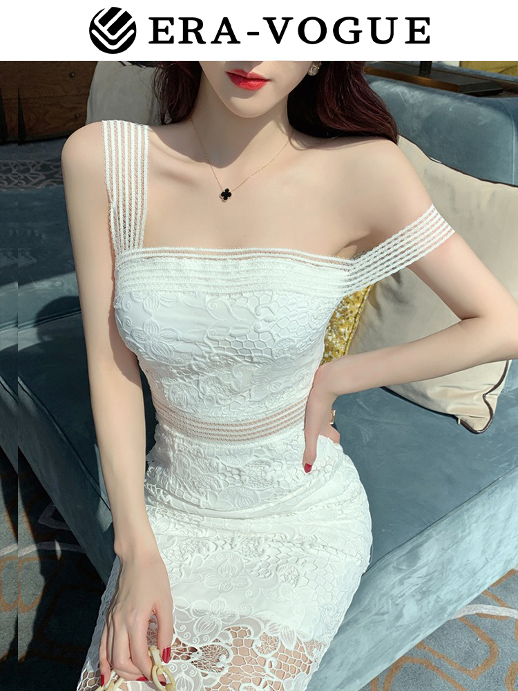 Đầm ren trắng dự tiệc dáng dài qua gối KK14006  Thời trang công sở KK  Fashion 2019