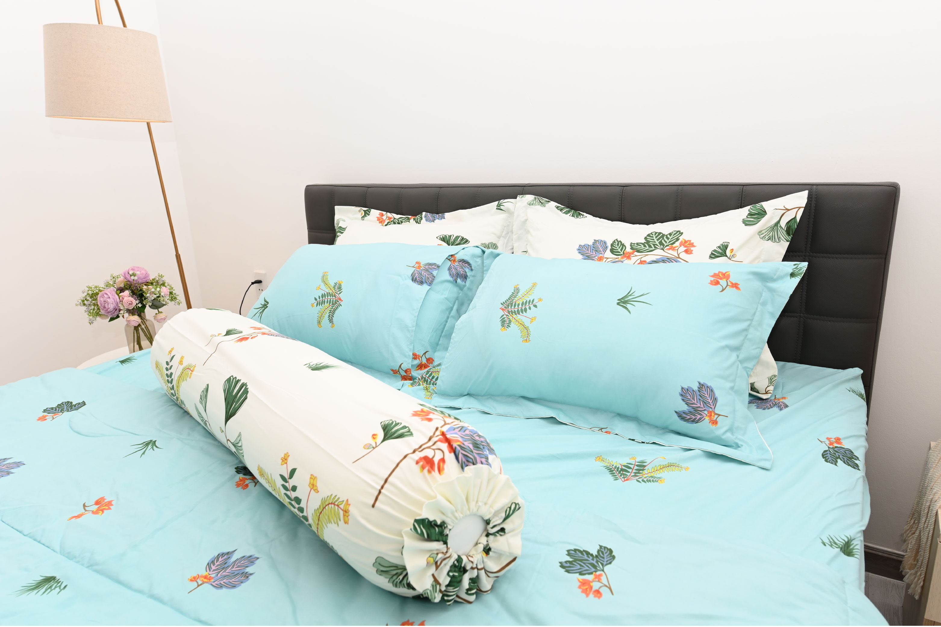 Bộ 5 món drap, áo gối kèm mền Stefani - ST200049 - Bộ chăn ga gối cotton 1m6x2m, 1m8x2m