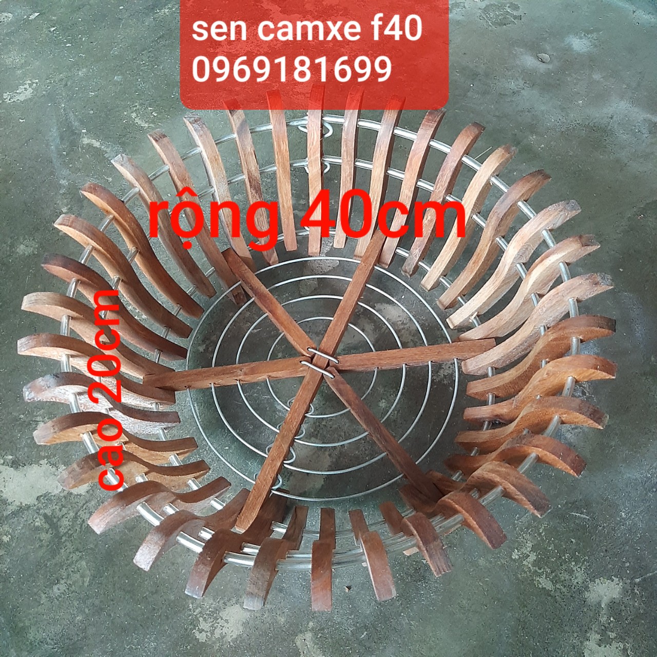 Chậu gỗ f40 dáng sen cực đẹp, chậu gỗ trồng lan