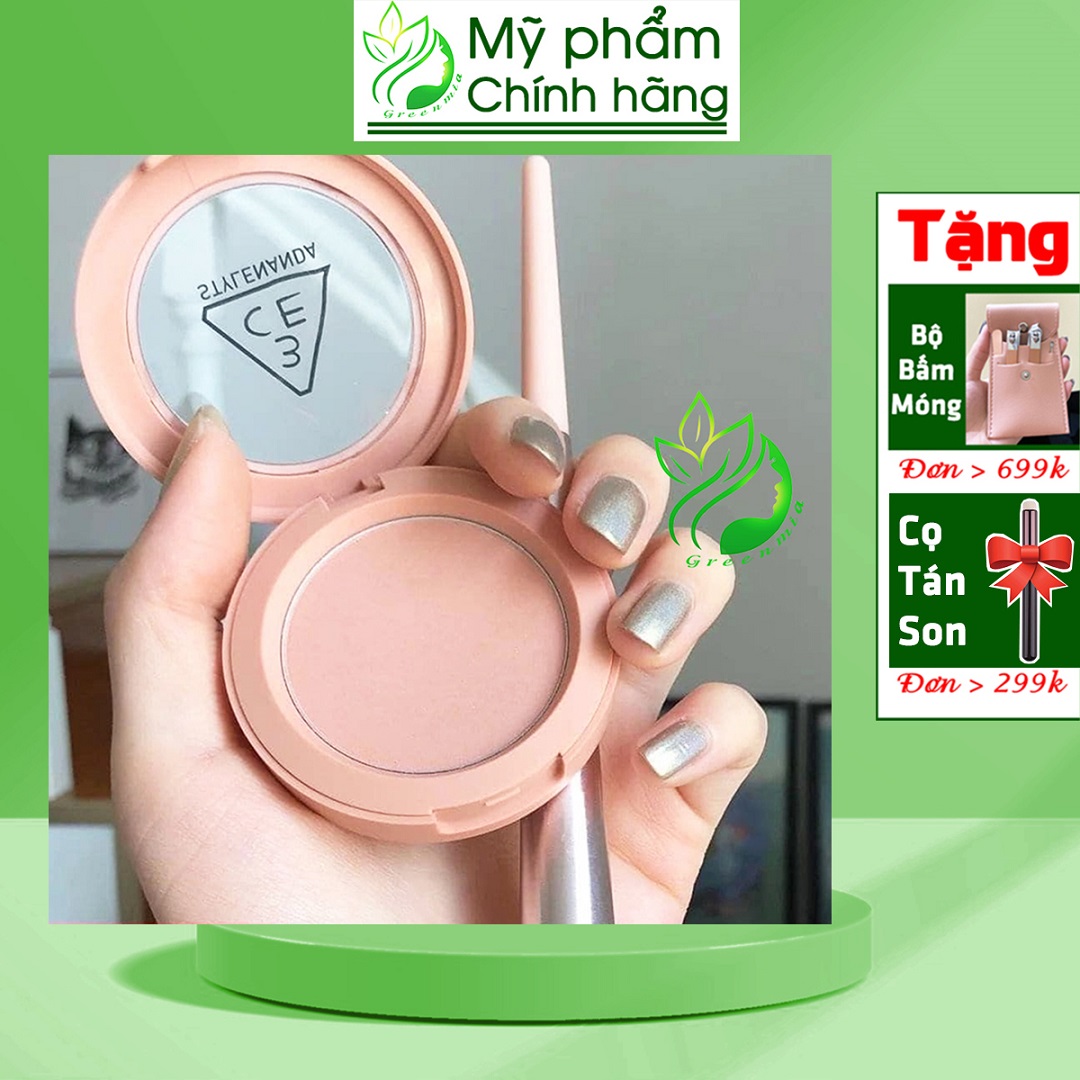 Phấn má hồng 3ce mood recipe face blusher nude peach màu cam nude nhẹ nhàng chính hãng check hidden tag