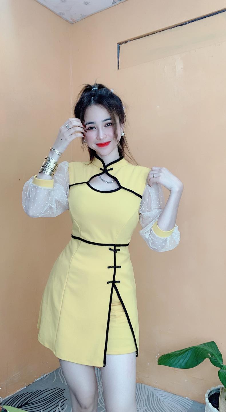 SÉT ĐẦM KÈM QUẦN - TAY ÁO PHỐI LƯỚI