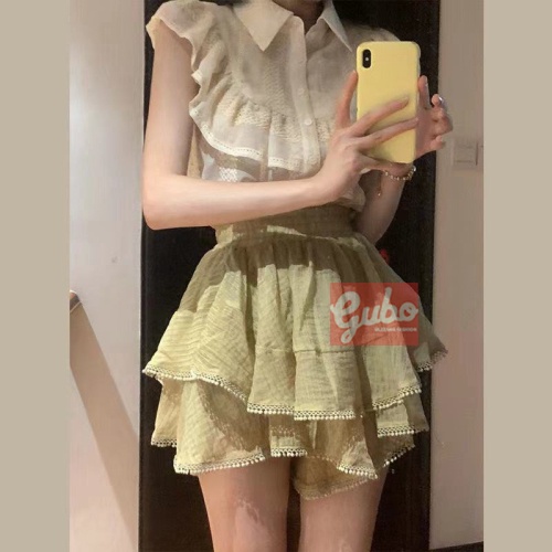 set nữ tiểu thư  set nữ phối váy basic phong cách hàn quốc GUBO99I21