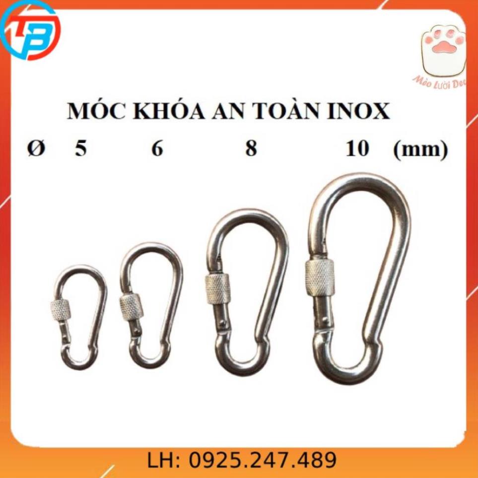 Móc an toàn chốt ren inox 304 đủ size - cáp thép thái bình vina