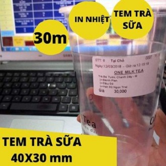 Decal Tem dán ly trà sữa 40x30mm (cuộn 30m)