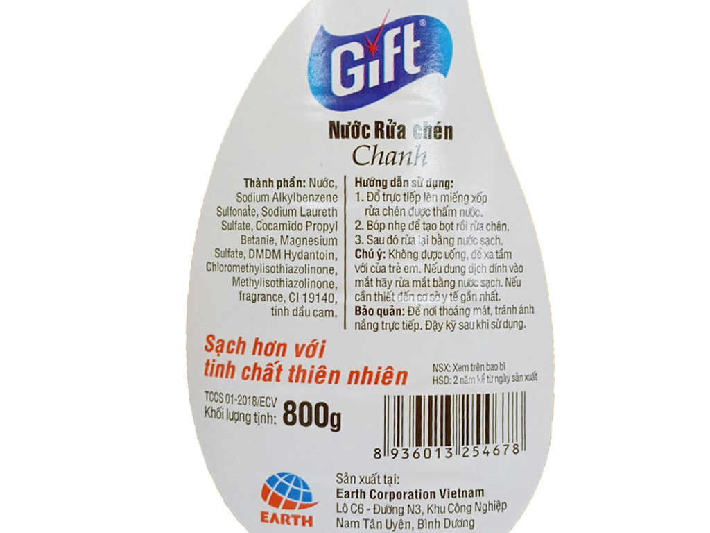 Nước rửa chén Gift hương chanh chai 800g