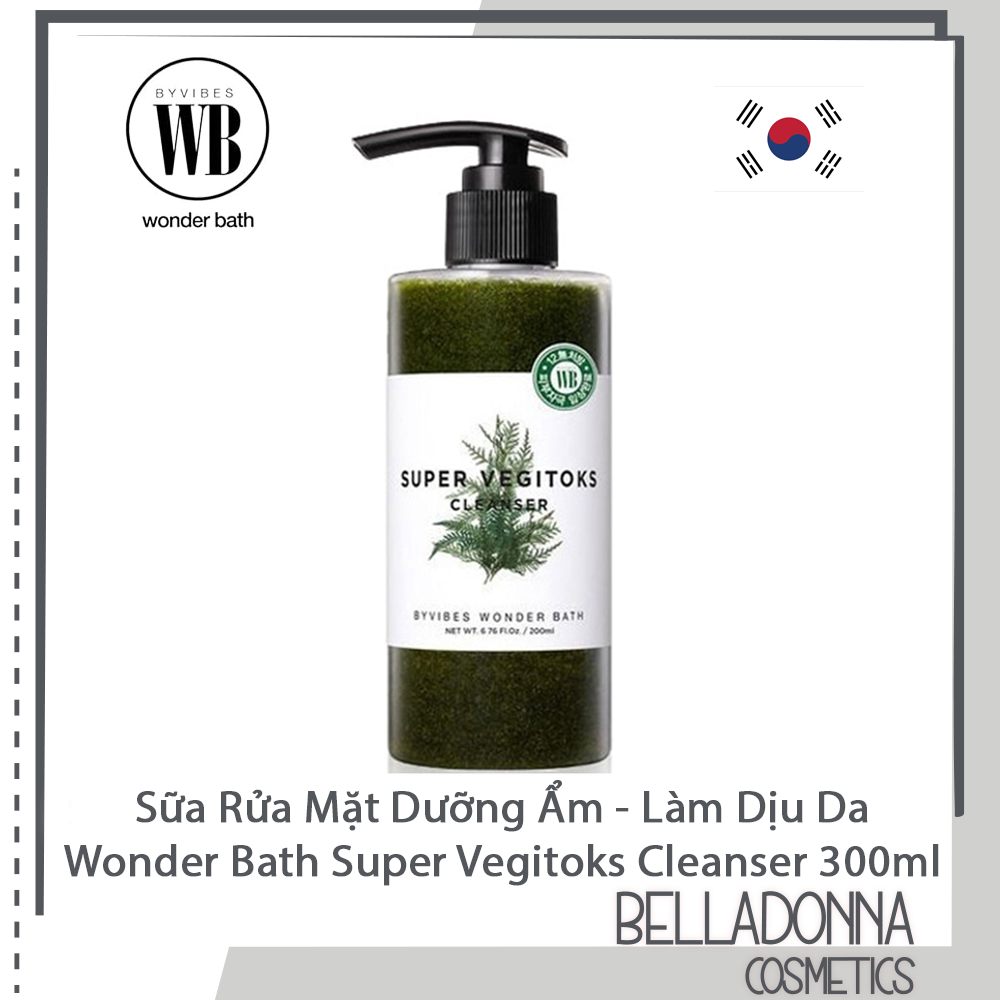 Sữa Rửa Mặt Rau Củ 3 in 1 Tẩy Trang - Rửa Mặt - Thải Độc Tố Byvibes Wonder Bath Super Vegitoks Cleanser 300ml