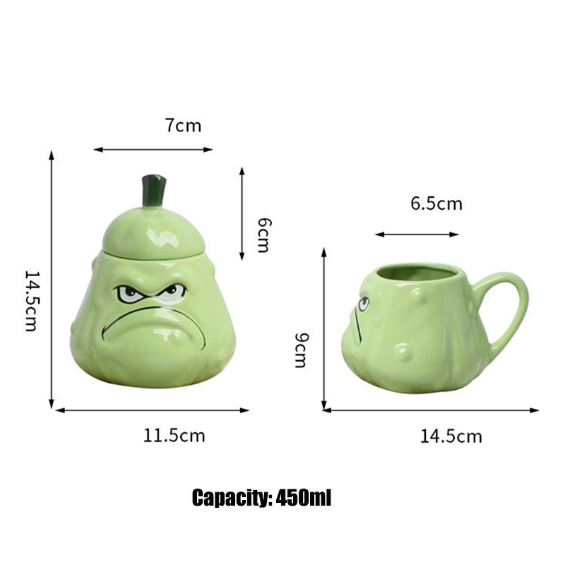 Cốc Uống Nước Hình Quả Dưa Mặt Quạo Giận Dữ 400ml - Cốc Sứ Quả Bí Ngô Plan Wars Zombie