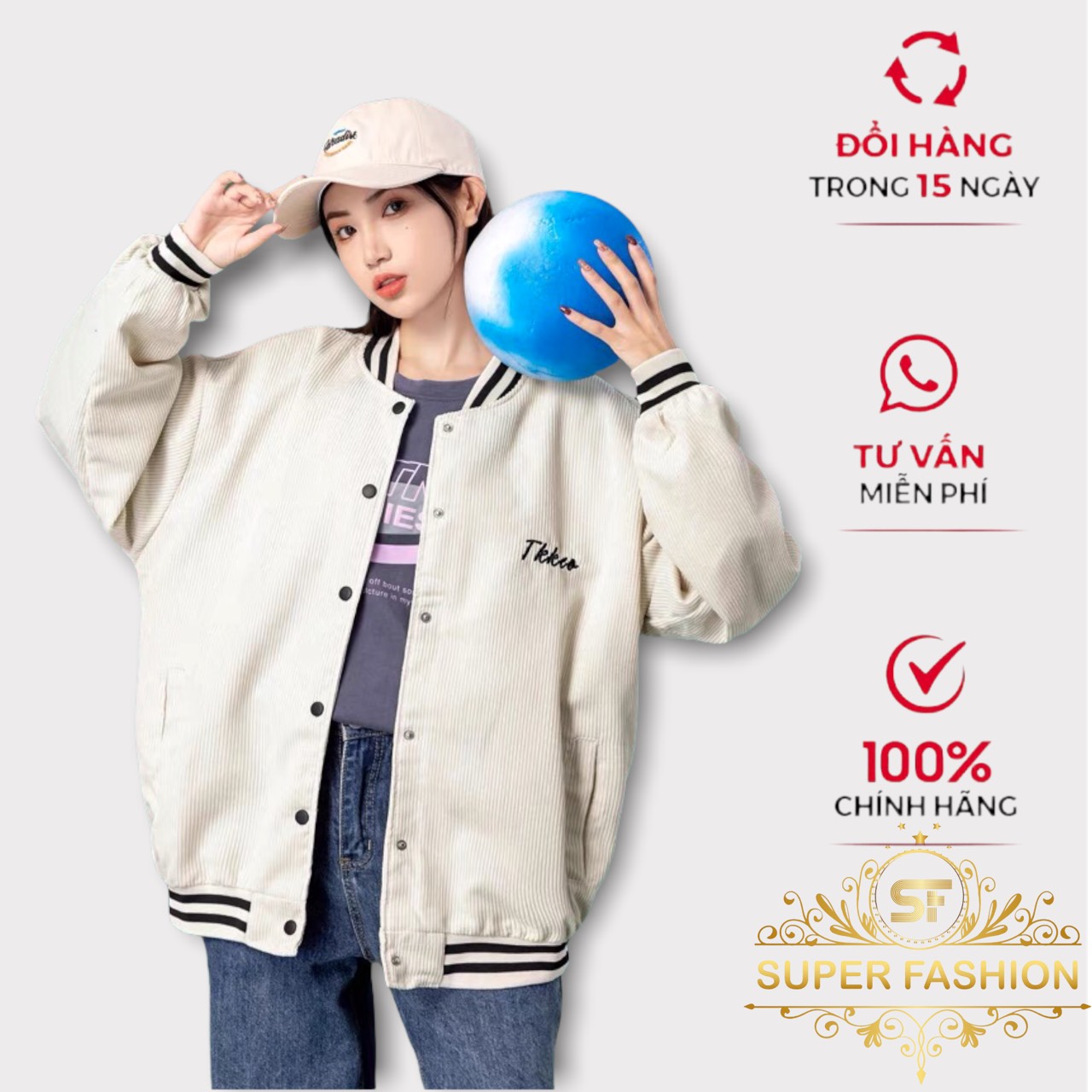 Áo Khoác Bomber Nữ Vải Nhung 2 Lớp Lót Dù Đen Thêu Chữ Tikkee Siêu Cute Super Fashion