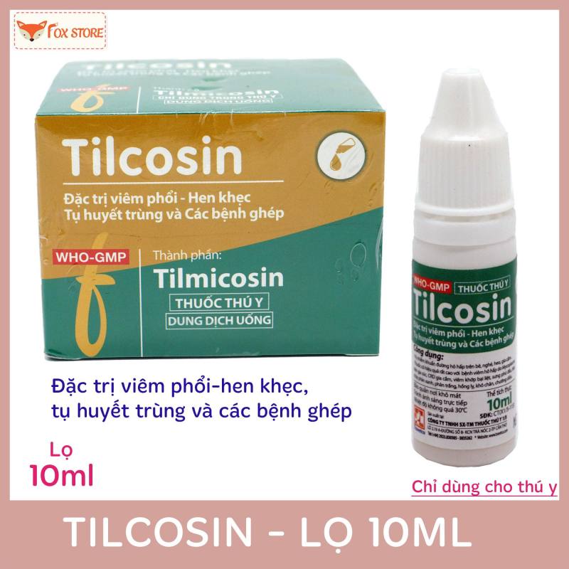1 lọ Tilcosin - Dùng cho viêm phổi, hen khẹc, tụ huyết trùng và các bệnh ghép.