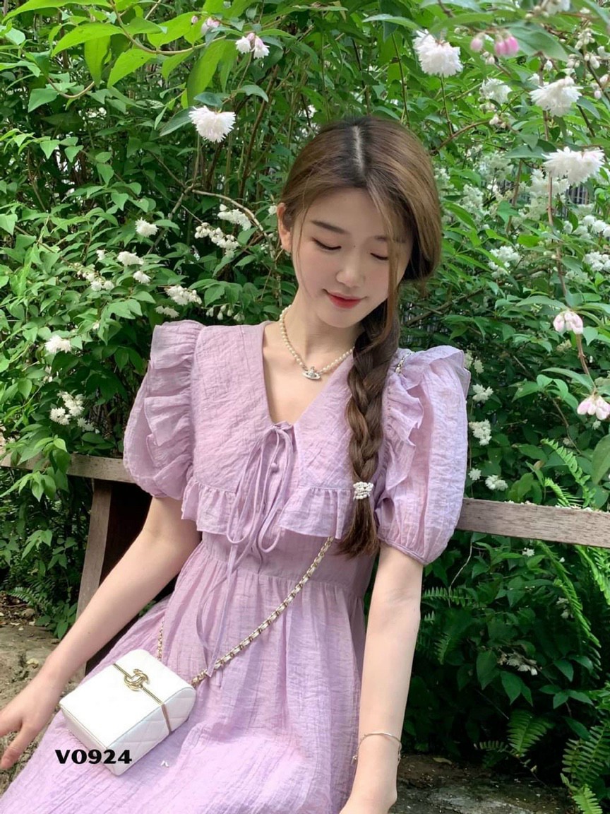 Đầm Xuông Phối Viền Bèo Siêu Dể Thương