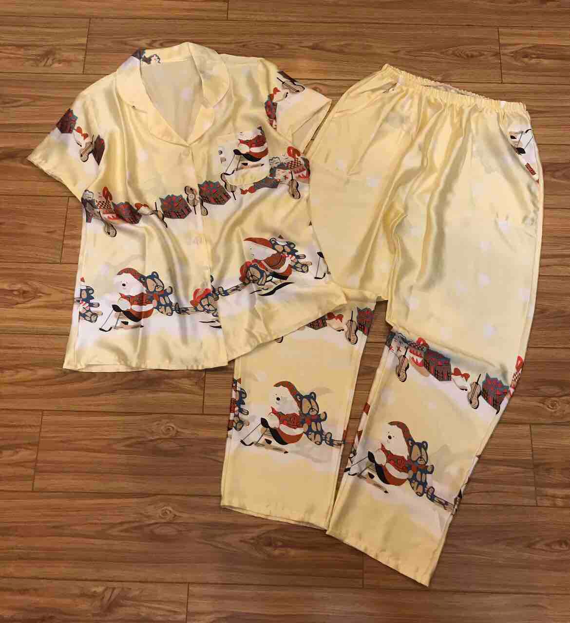 [HCM]Bộ pijama TNQD Satin lụa bông chân Noel