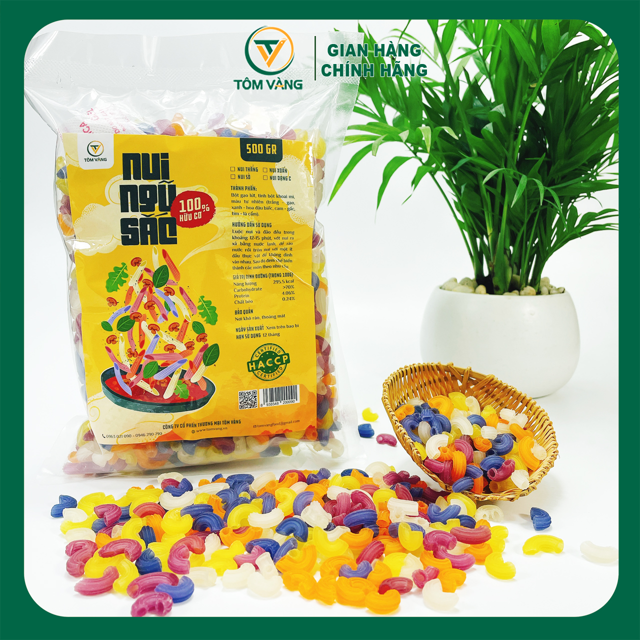 Nui Ngũ Sắc Tôm Vàng (Túi 500gr ) - Tôm Vàng