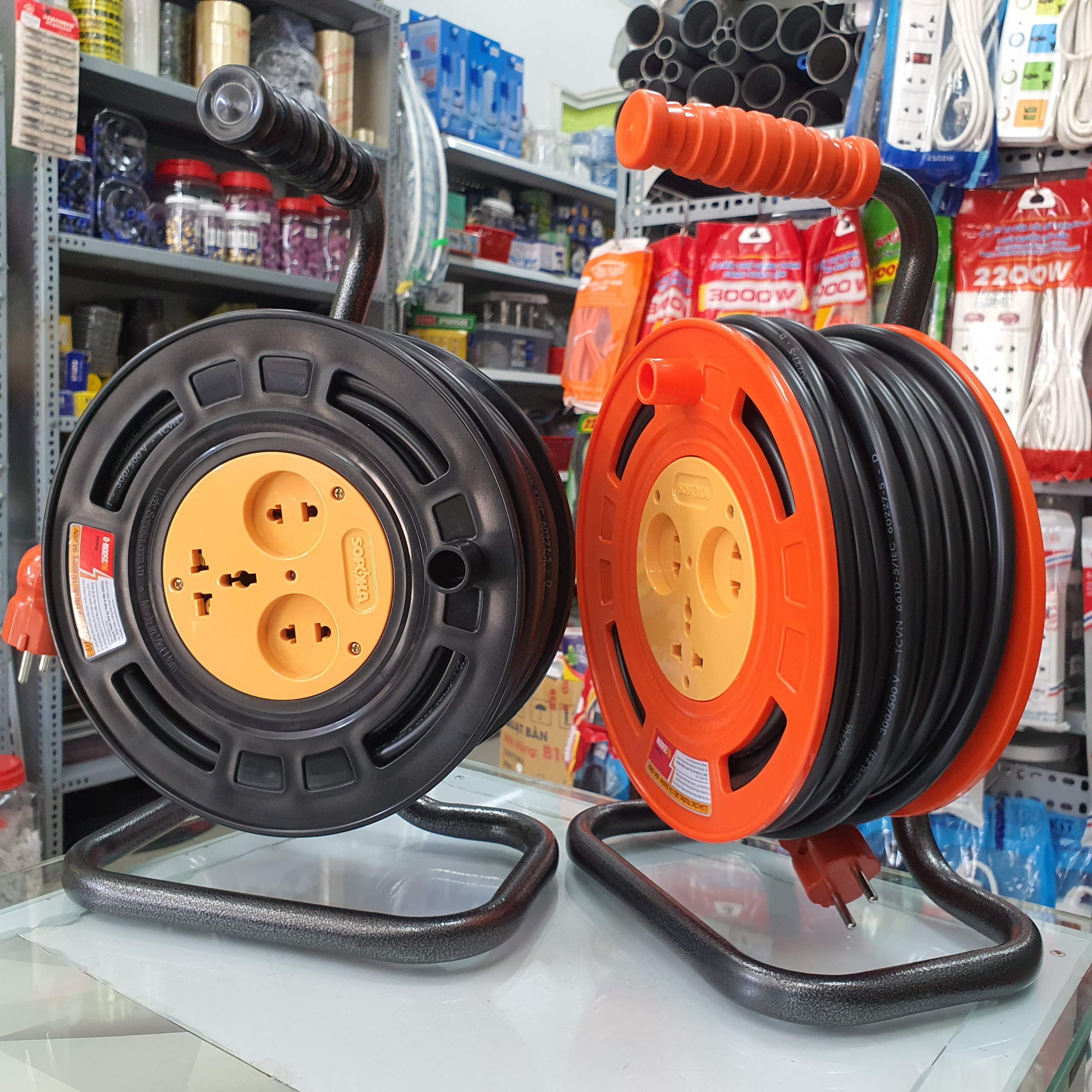 Rulo cuộn dây điện sopoka ráp dây 2x1.5 cadivi vcmt tròn 2 lớp vỏ, công suất 3500w, dây dài 15m, 20m, 25m, 30m, 35m, 40m