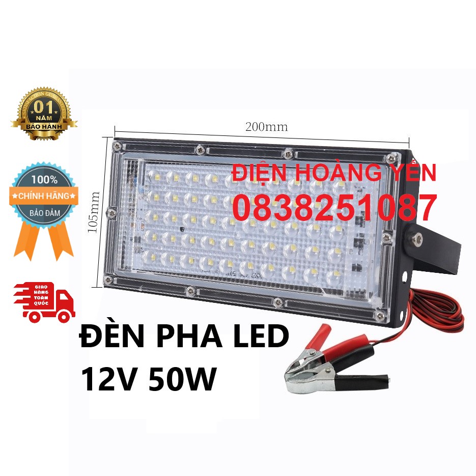 BÓNG PHA LED KẸP BÌNH 12V 24V - 50W 100W ÁNH SÁNG TRẮNG