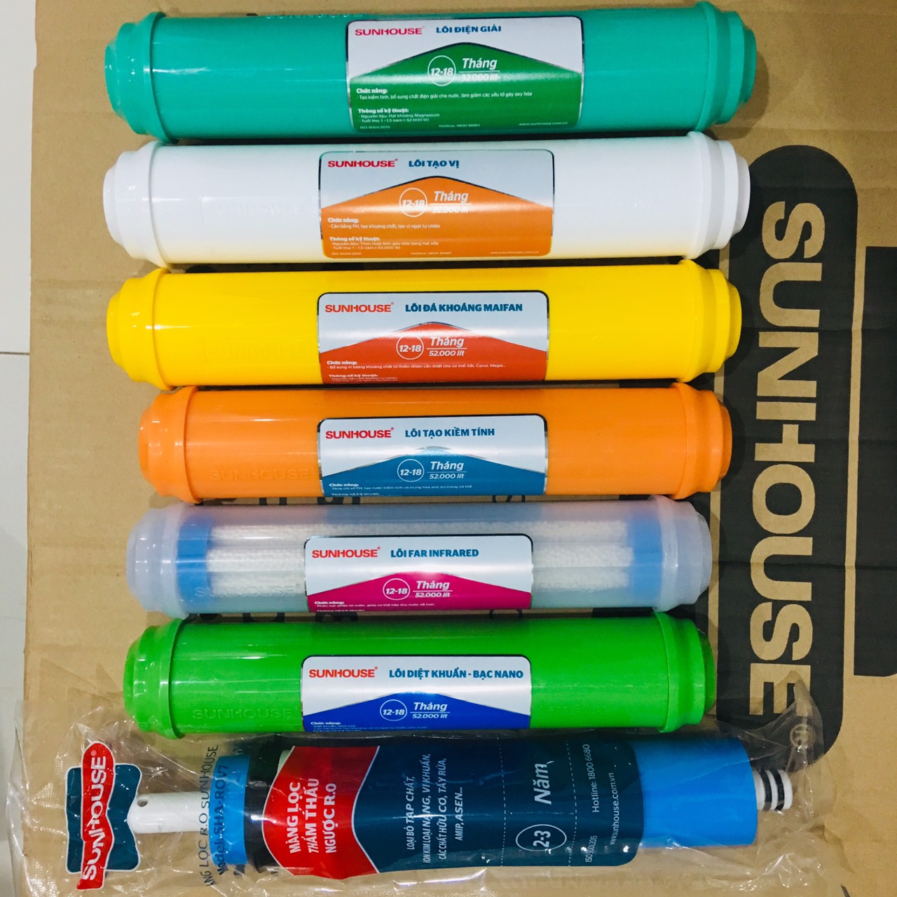 Lõi lọc nước Sunhouse. Combo lõi lọc nước- Bộ lõi lọc nước chính hãng Sunhouse 45678910 - Khử mùi, khử chất độc, kim loại nặng, tạo khoáng chất, tạo vị ngọt