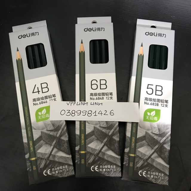 1 cây bút chì gỗ deli 4b/5b/6b