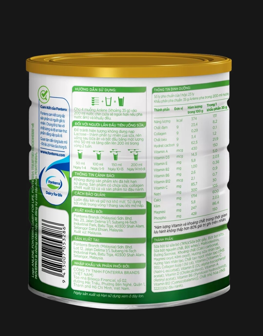 Sữa Anlene Gold 3x Hương Vani 800g