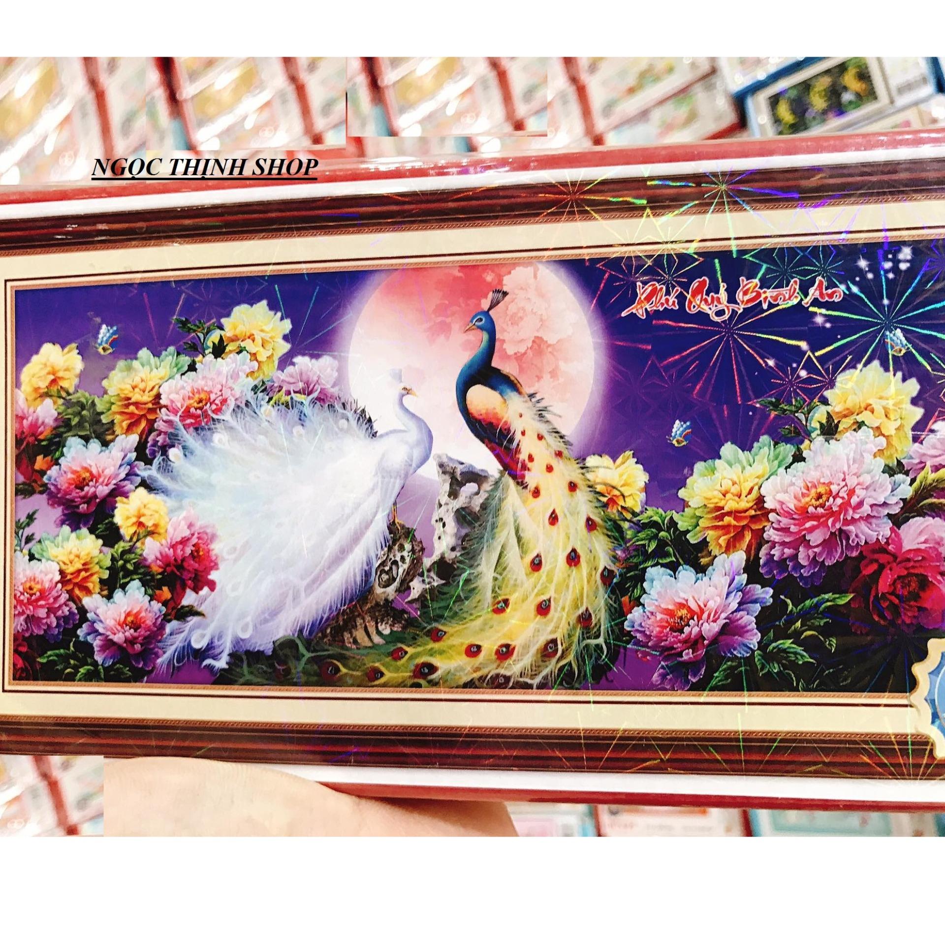 Tranh đính đá đôi công Phú quý bình an Y8079-120x60cm