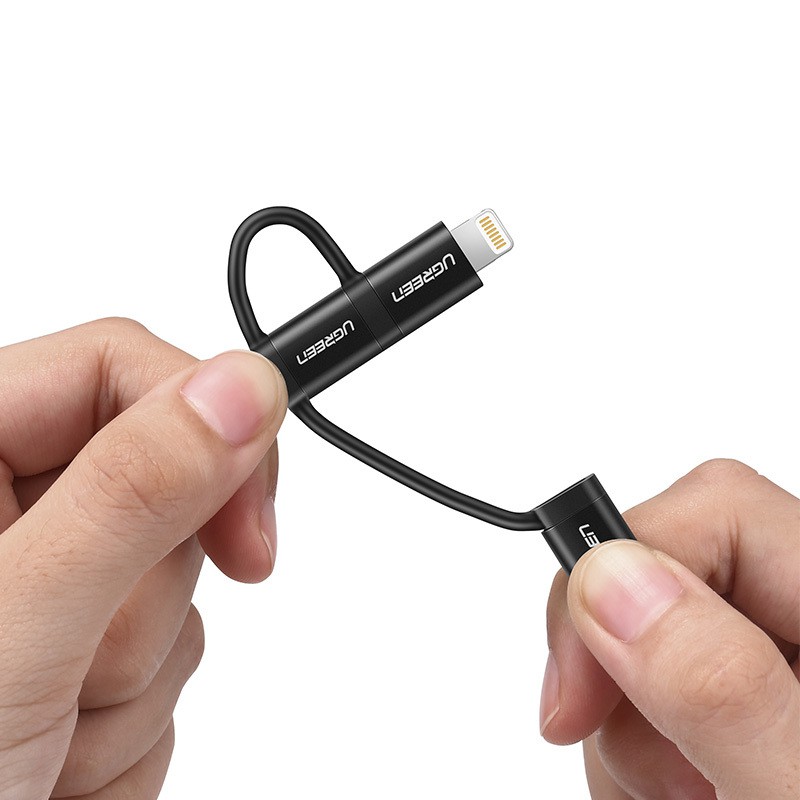 Cáp sạc (3 in 1) dài 05m Ugreen 30783 Micro USB USB Type C Lightning - hàng chính hãng
