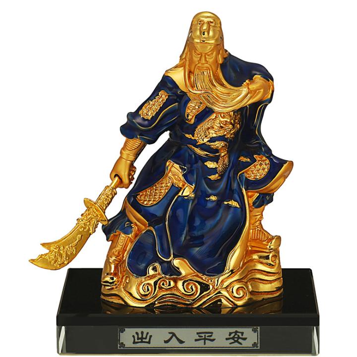 Tượng Quan Công kiêm nước hoa để taplo ô tô, xe hơi A72505-XB( Màu xanh nước biển)