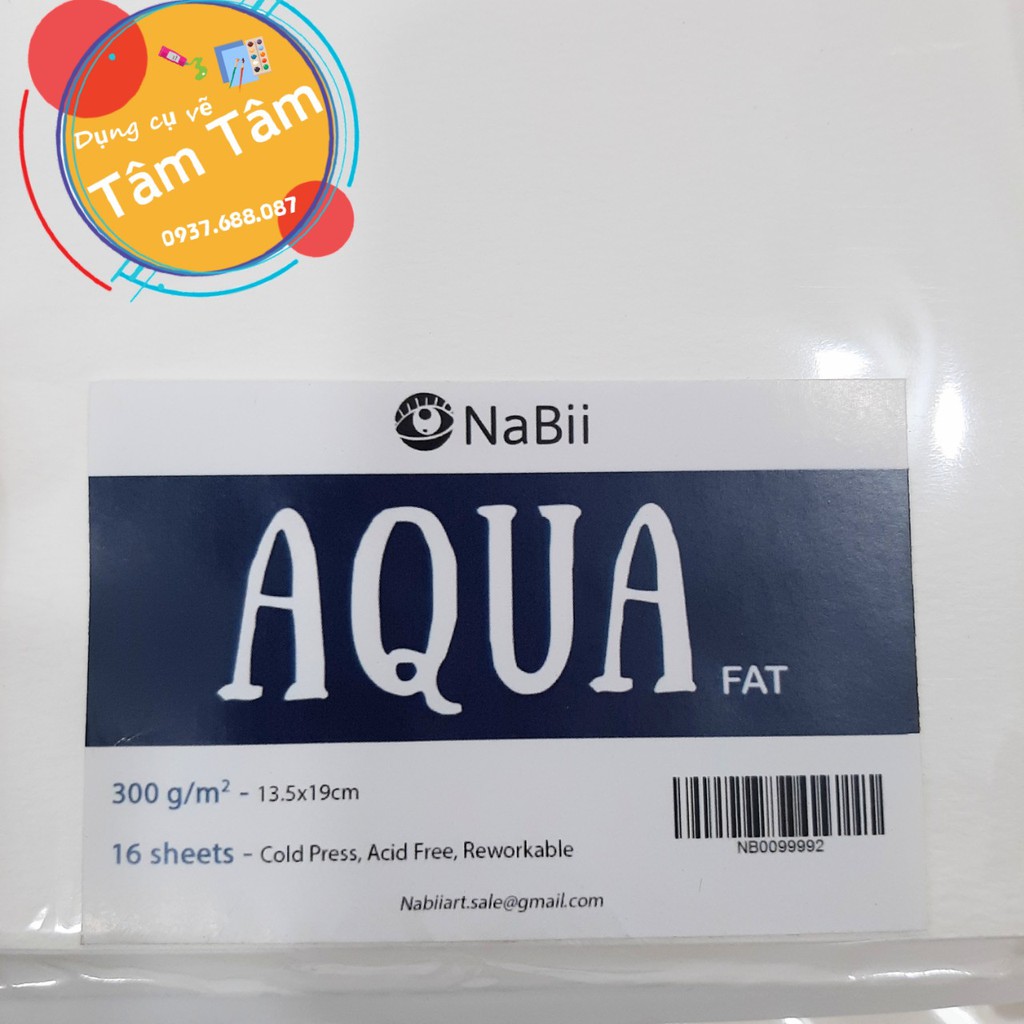 Giấy Vẽ Màu Nước NaBii Aqua Fat 300gsm Xấp 16 tờ A6/A5/A4-Dụng cụ vẽ Tâm Tâm