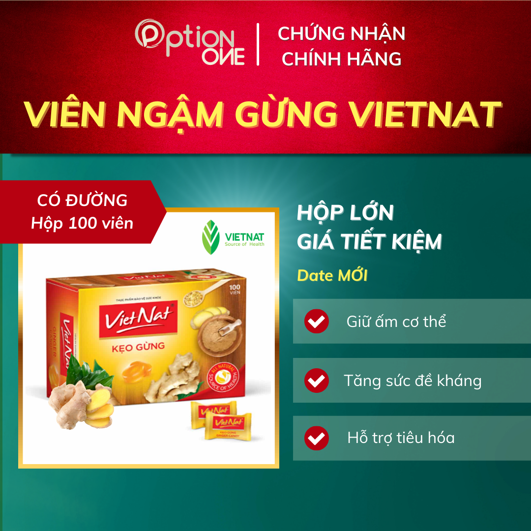 HCMKẹo ngậm thảo mộc - gừng Vietnat hộp 100v
