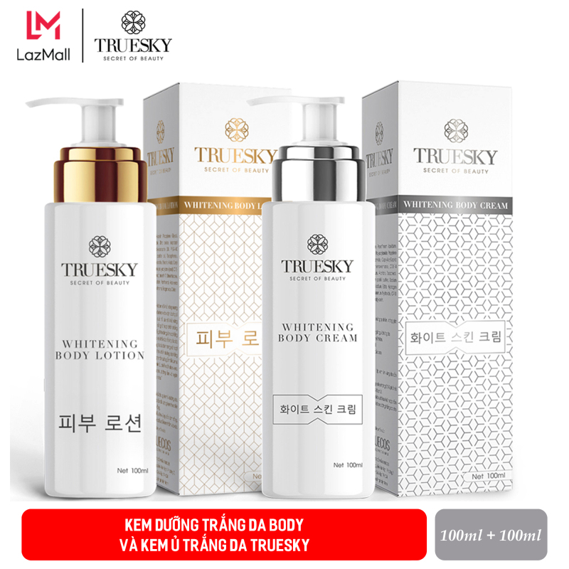Bộ tắm trắng body cấp tốc Truesky gồm (1 kem ủ trắng body 100ml + 1 kem body dưỡng trắng 100ml) giá rẻ