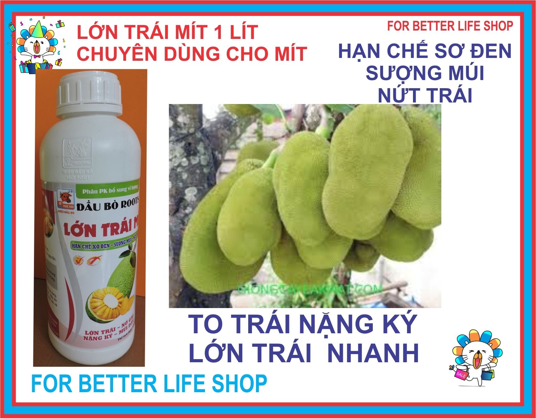 Lớn Trái Mít Phân Bón lá Chuyên dùng cho Mít., Trái lớn nhanh, Hạn chế sơ đen, Sượng múi chai 500ml