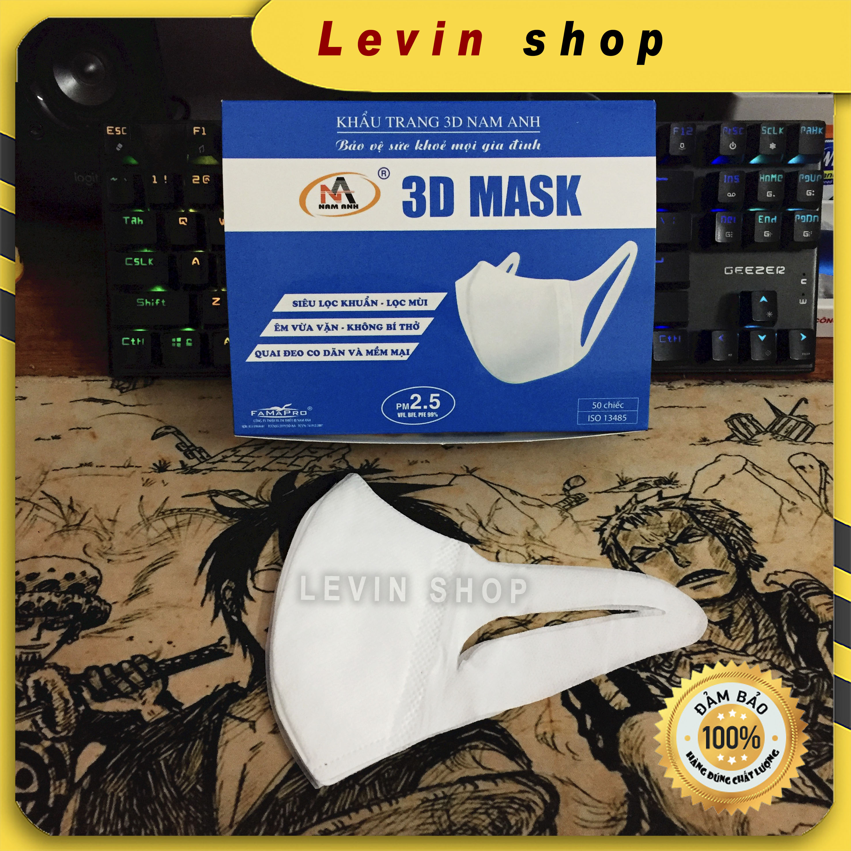 [Hộp 50 chiếc] Khẩu trang 3D Mask Nam Anh -
